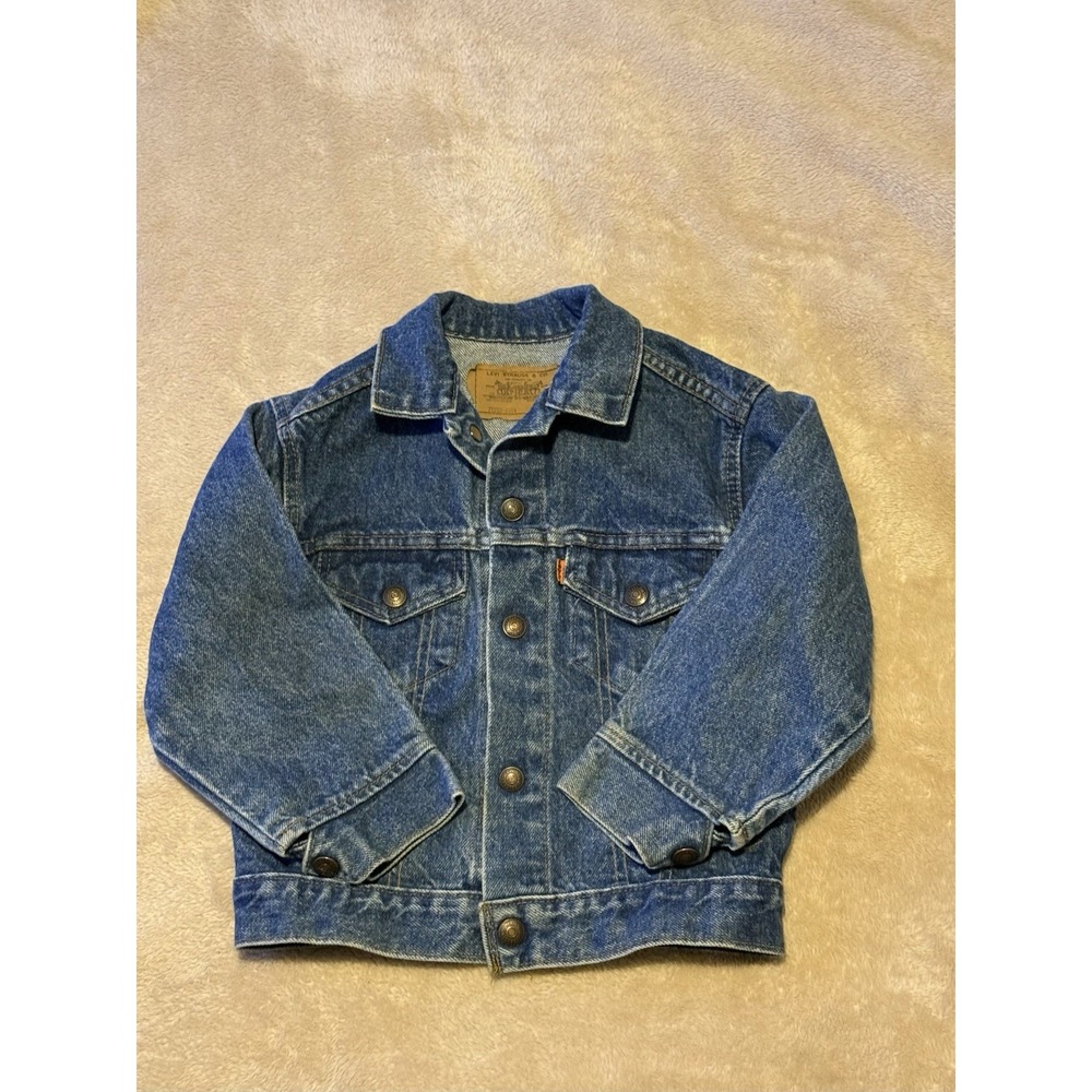 80's VTG Levi's Orange Tab Denim Jean Trucker Jacket Boys 6 USA 72225